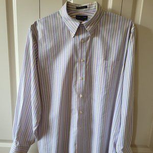 Lands' End Long Sleeve Striped Button-down Oxford Shirt - 16.5 -35 (Large-Long).